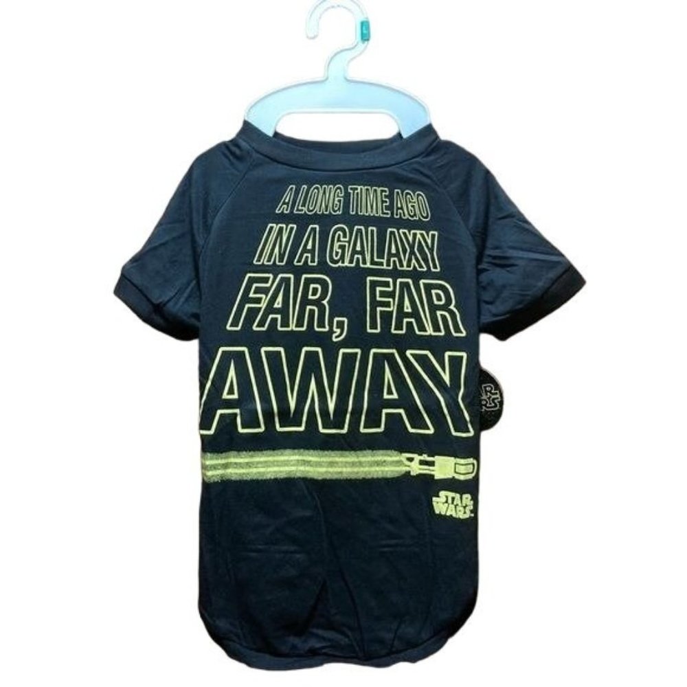 NEW Star Wars In A Galaxy Far Far Away Puppy Dog T-shirt Tee Large 18" Long